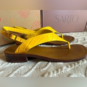 NEW!! Sarto by Franco Sarto Yellow Leather Slingback Sandals Women’s Size 8